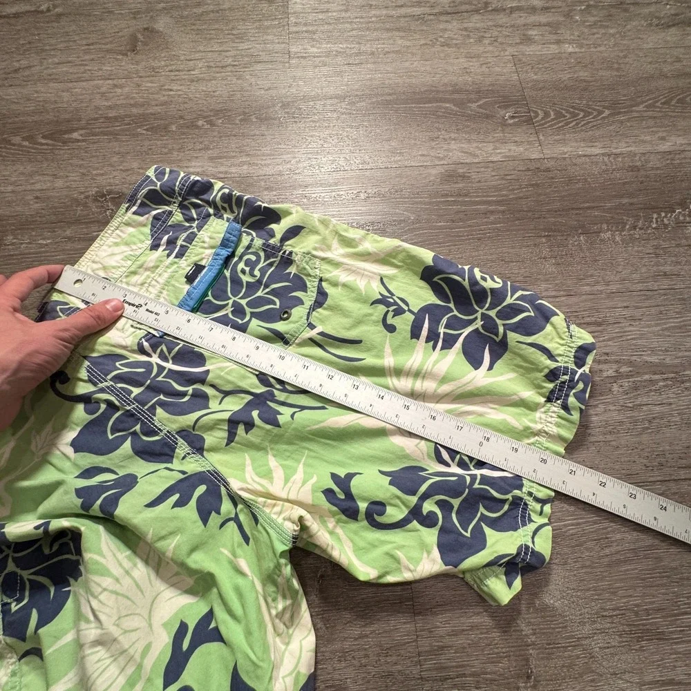 J Crew Swim Trunks Mens 33 Green Floral Tropical Board Shorts Drawstring Adult‎